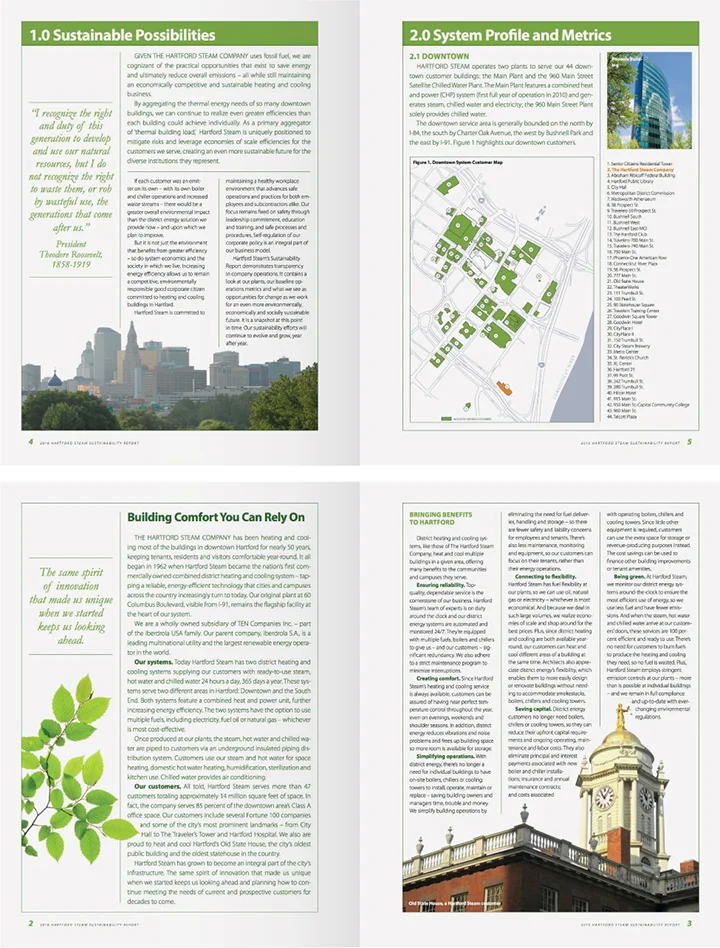 Hartford Steam Company sustainability brochure pages