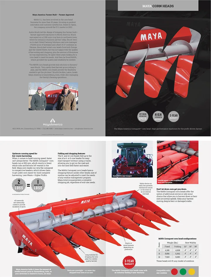 Maya America corn heads brochure
