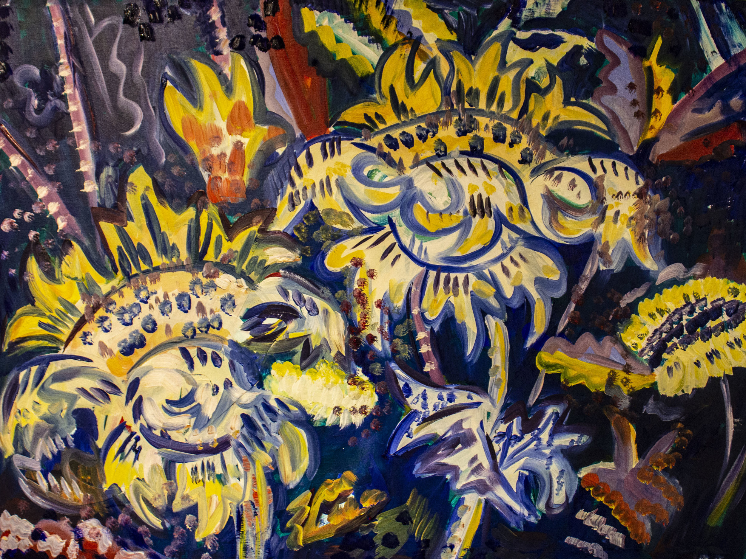 Collage, acrylic, and oil on panel