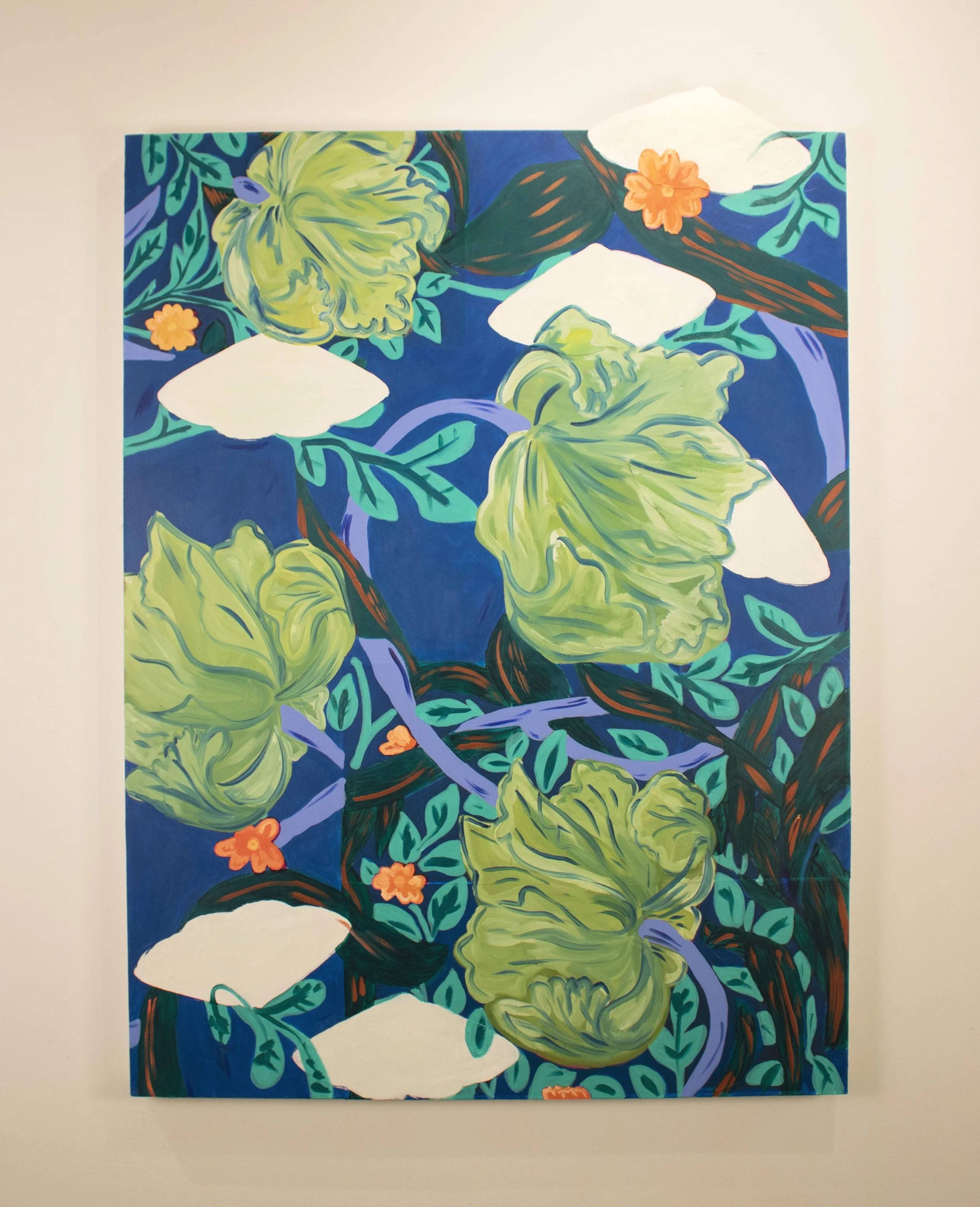 Oil, acrylic, and collage on canvas