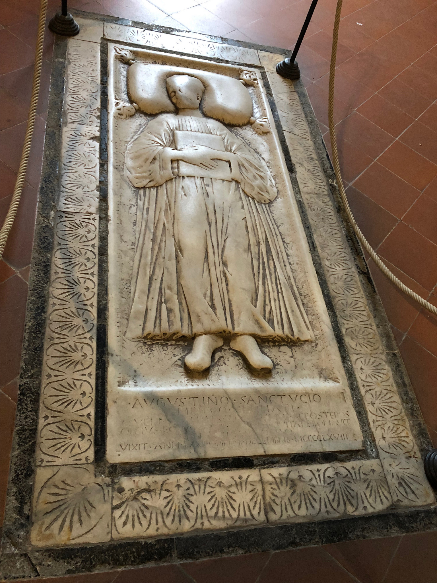 Tomb of Agostino Sanctucio. Late 15th century. Basilica of Santa Croce. Florence, Italy.