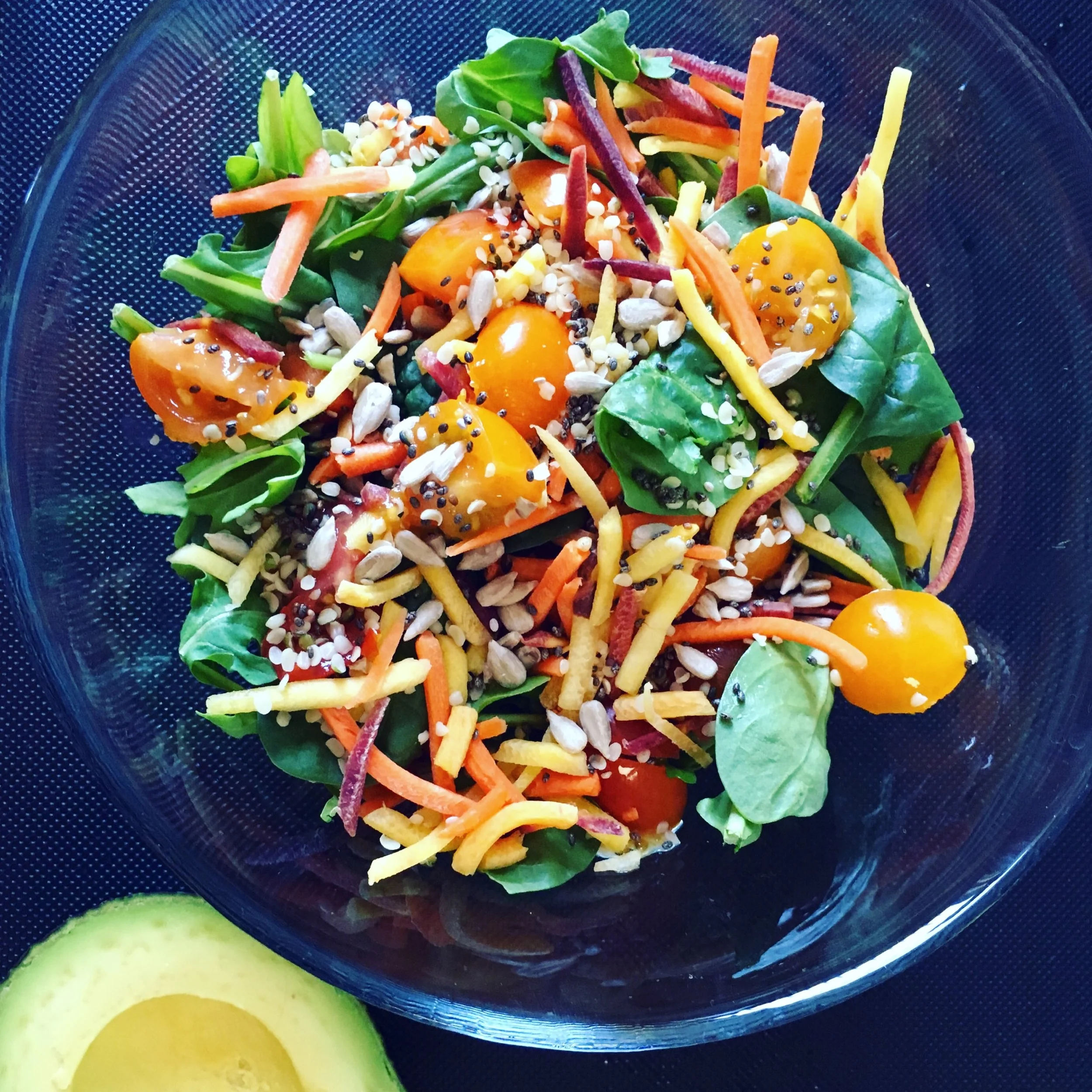 Rainbow Carrot, Tomato, & Spinach Salad