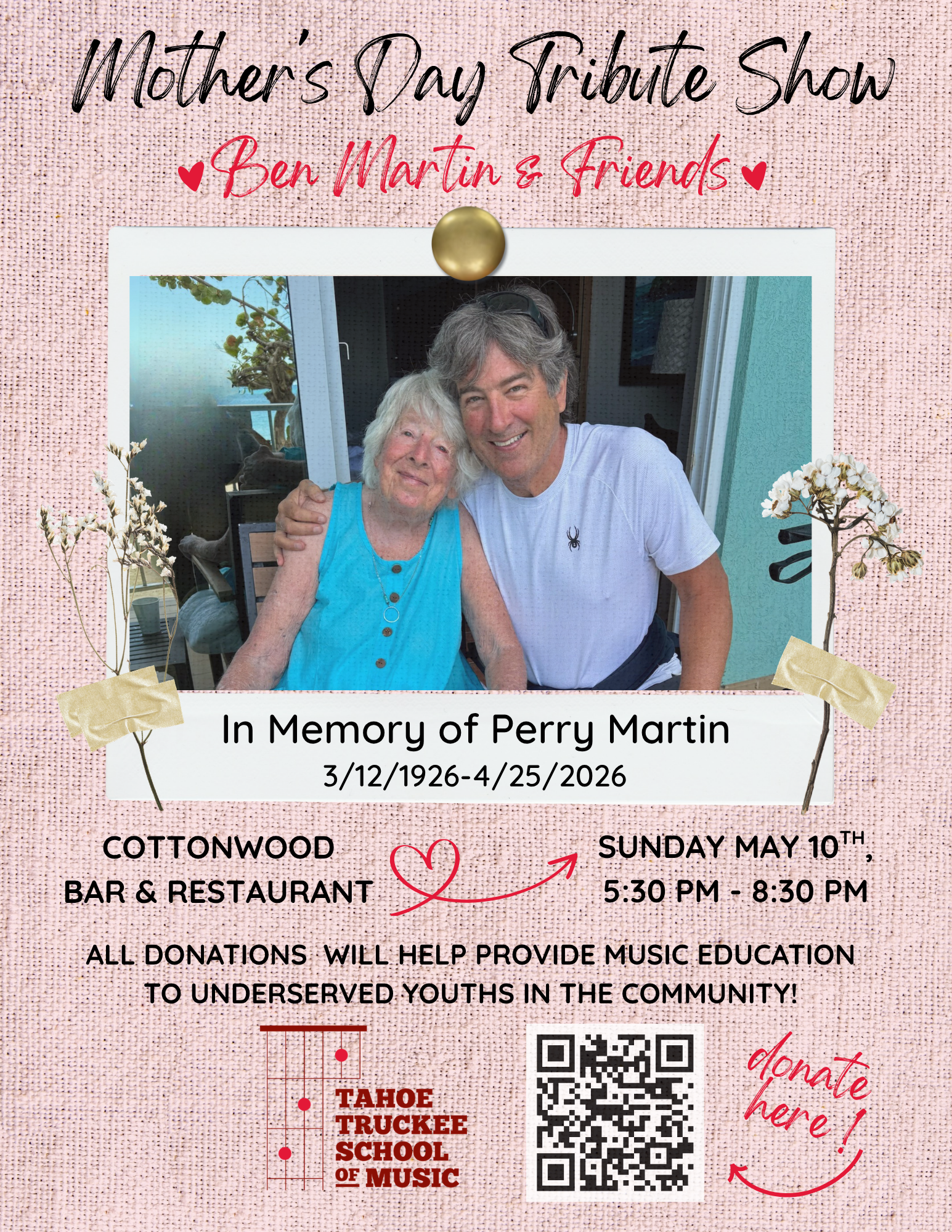 Mothers Day Tribute Show at Cottonwood!  Ben Martin &amp; Friends...