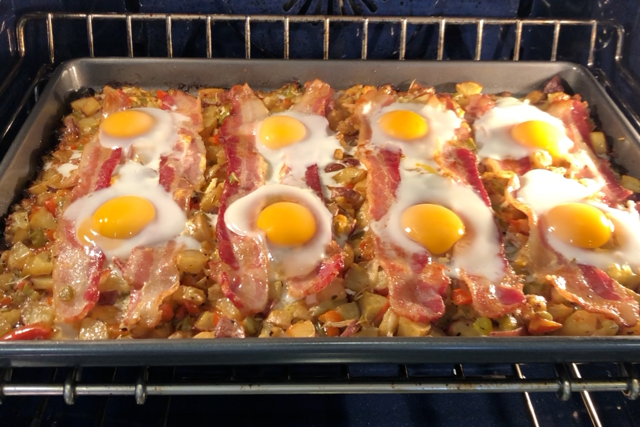 Sheet Pan Potato, Egg and Bacon Breakfast — Baking with Josh & Ange