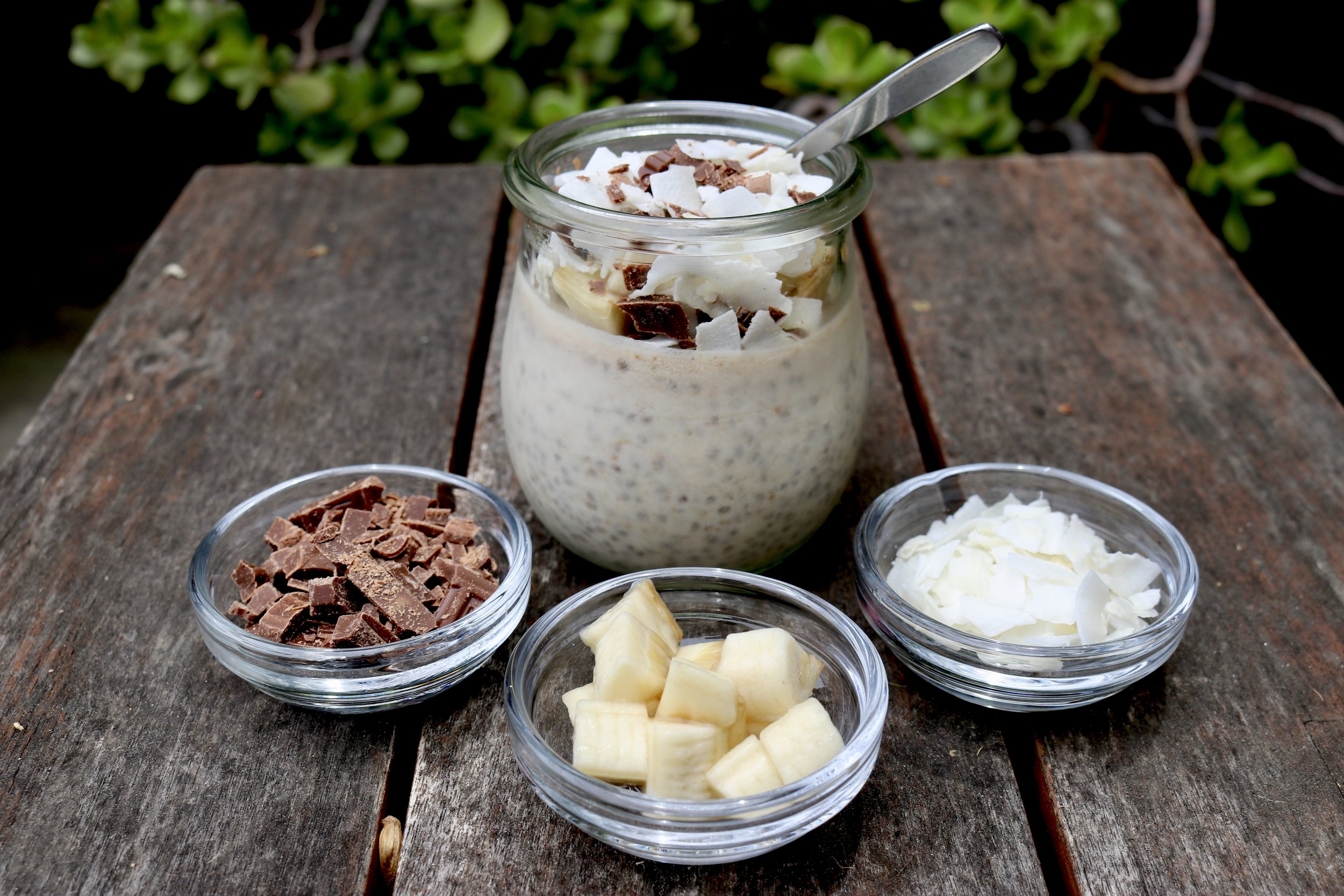 Coconut-Banana Chia Seed Pudding (with rum)