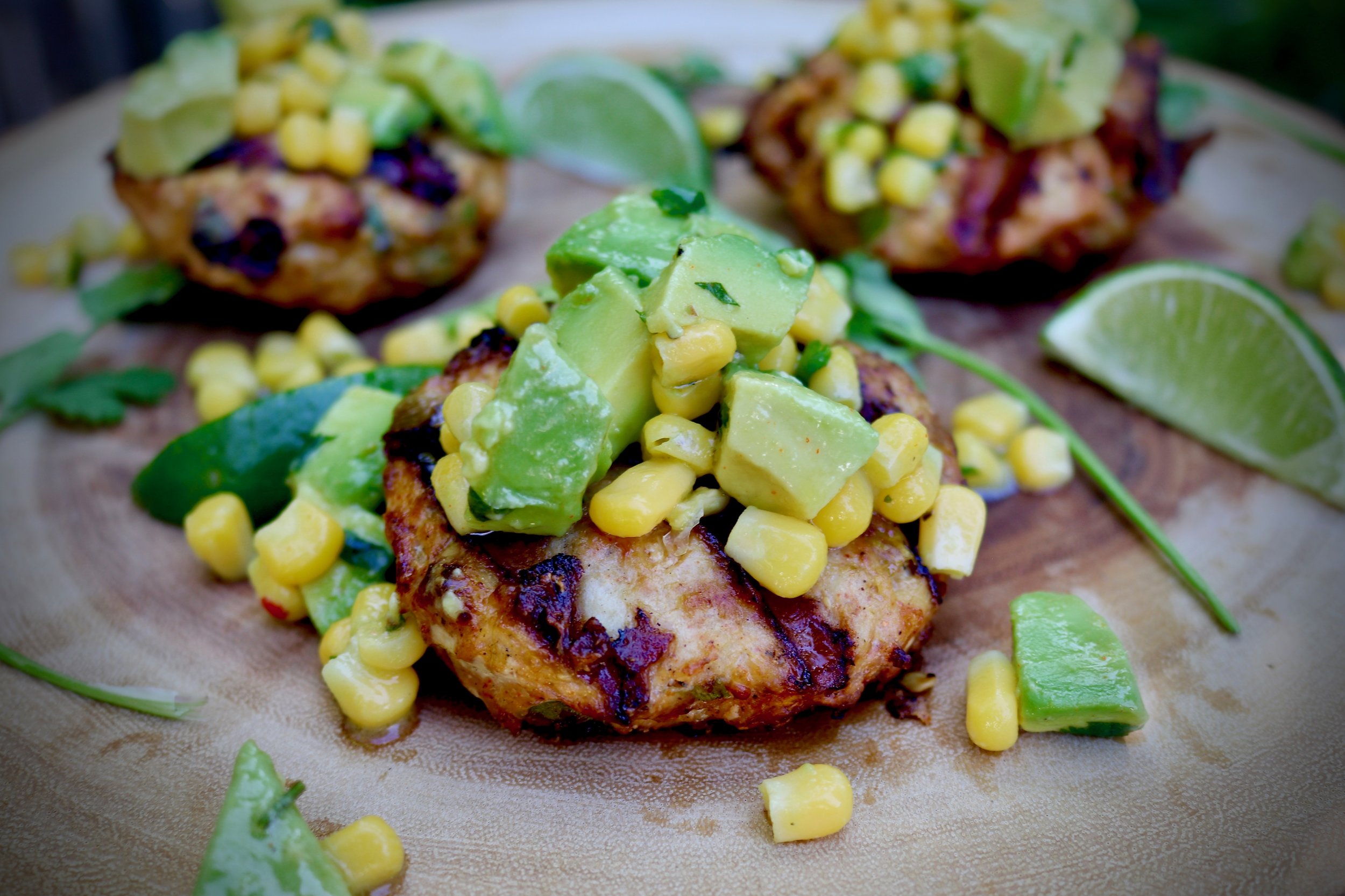 Southwest Chicken Burgers With Avocado Salsa