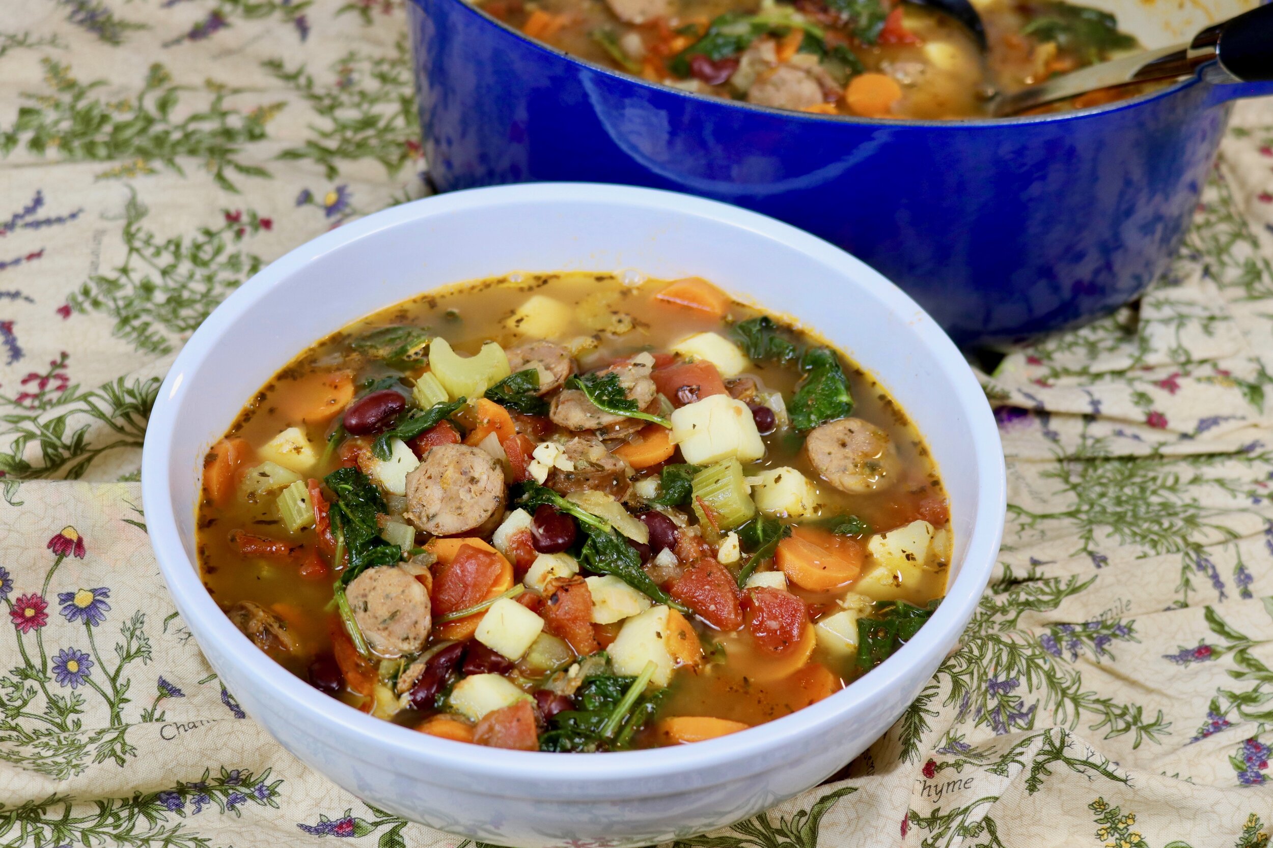 Sweet Potato, Sausage and Kale Soup