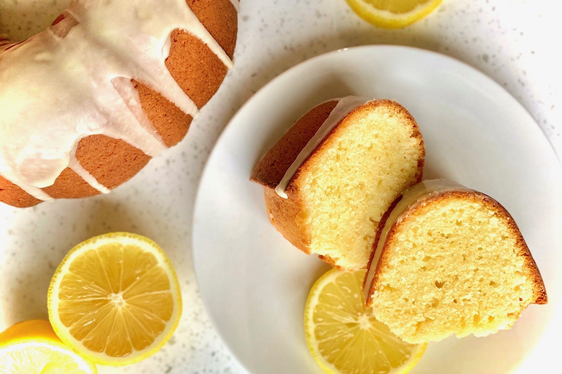 Lemon Bundt Cake with Lemony Honey Ginger Glaze 