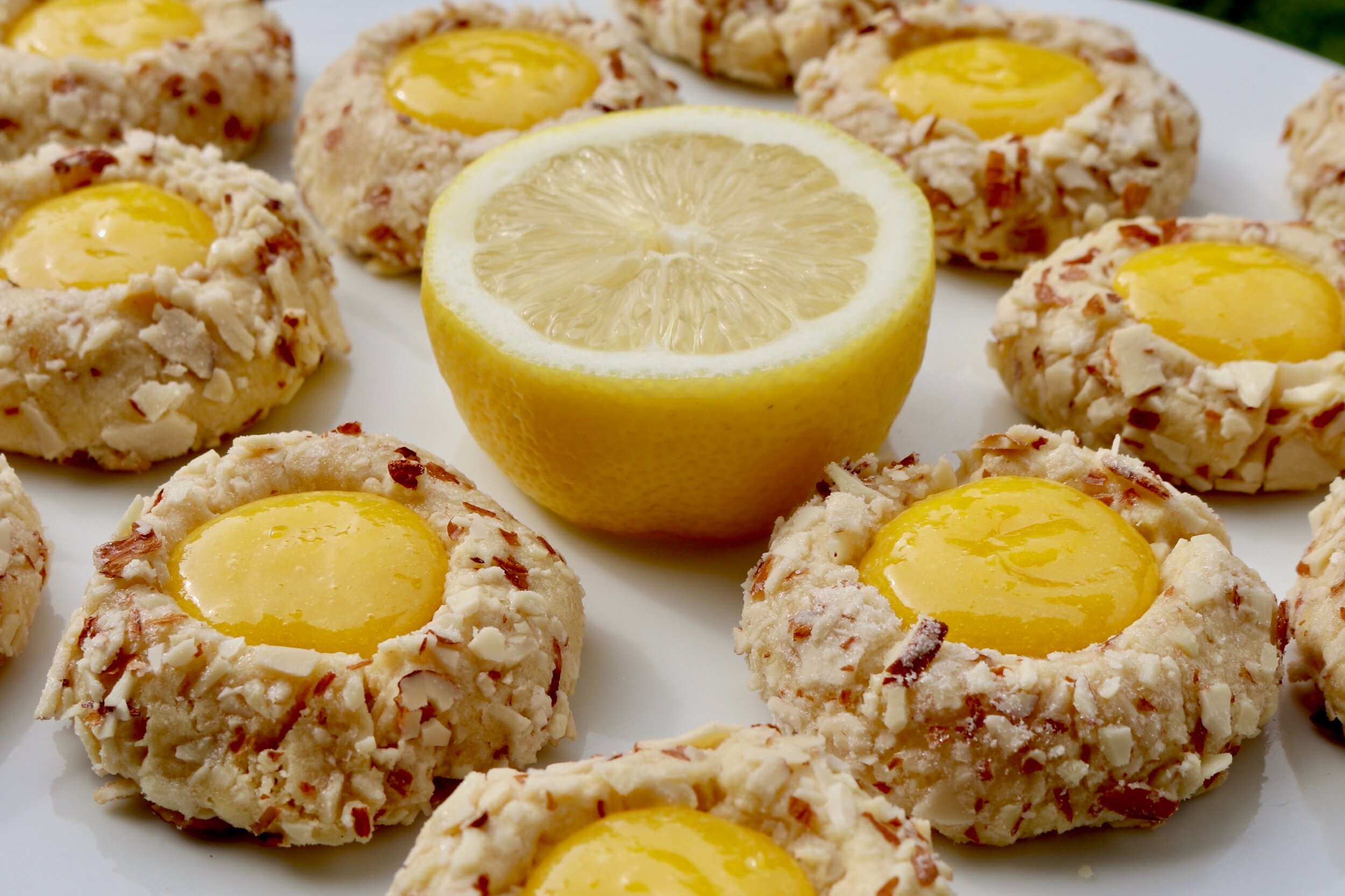 Lemon Almond Thumbprint Cookies