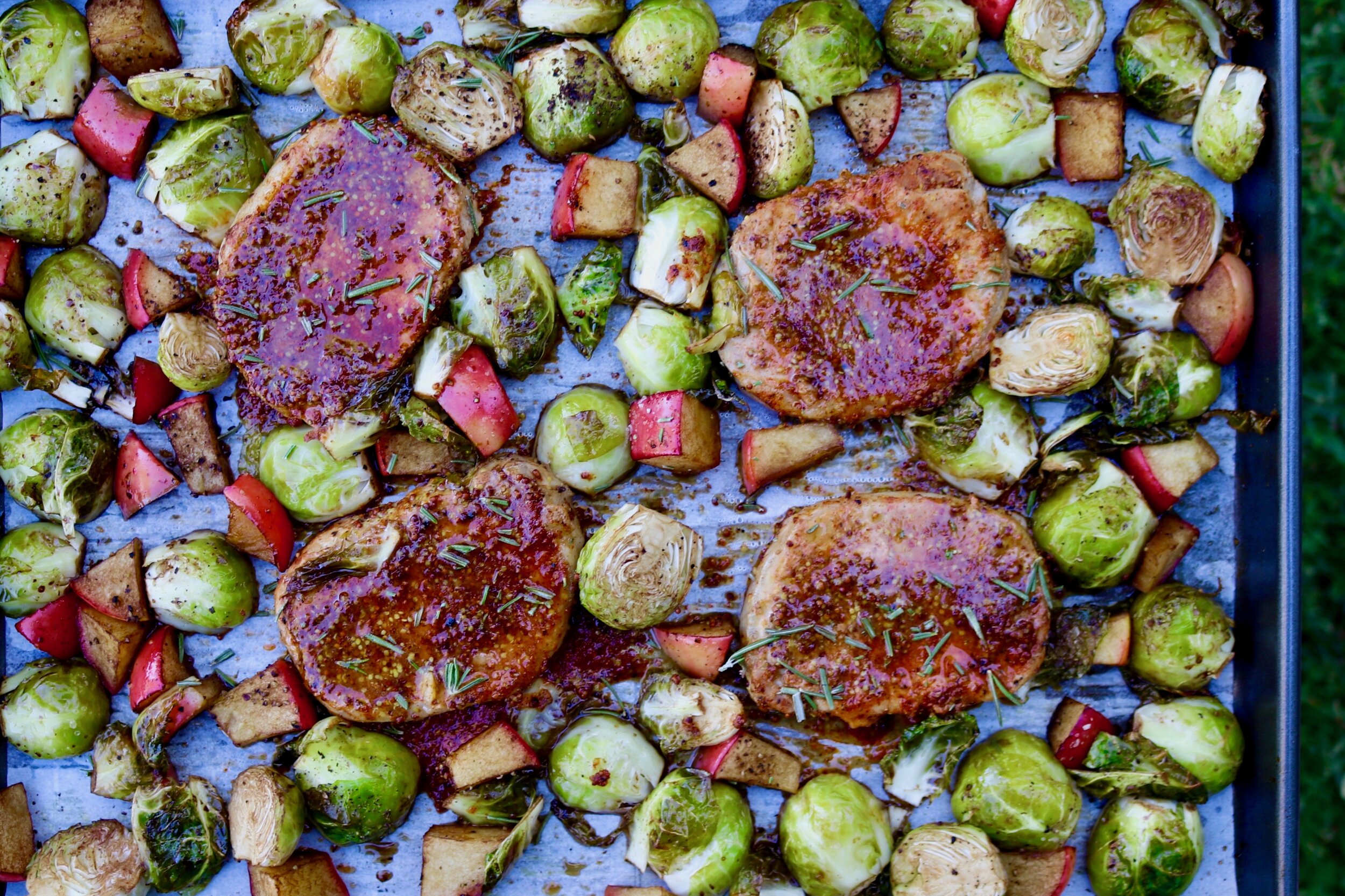 Sheet Pan Pork Chops With Brussels Sprouts