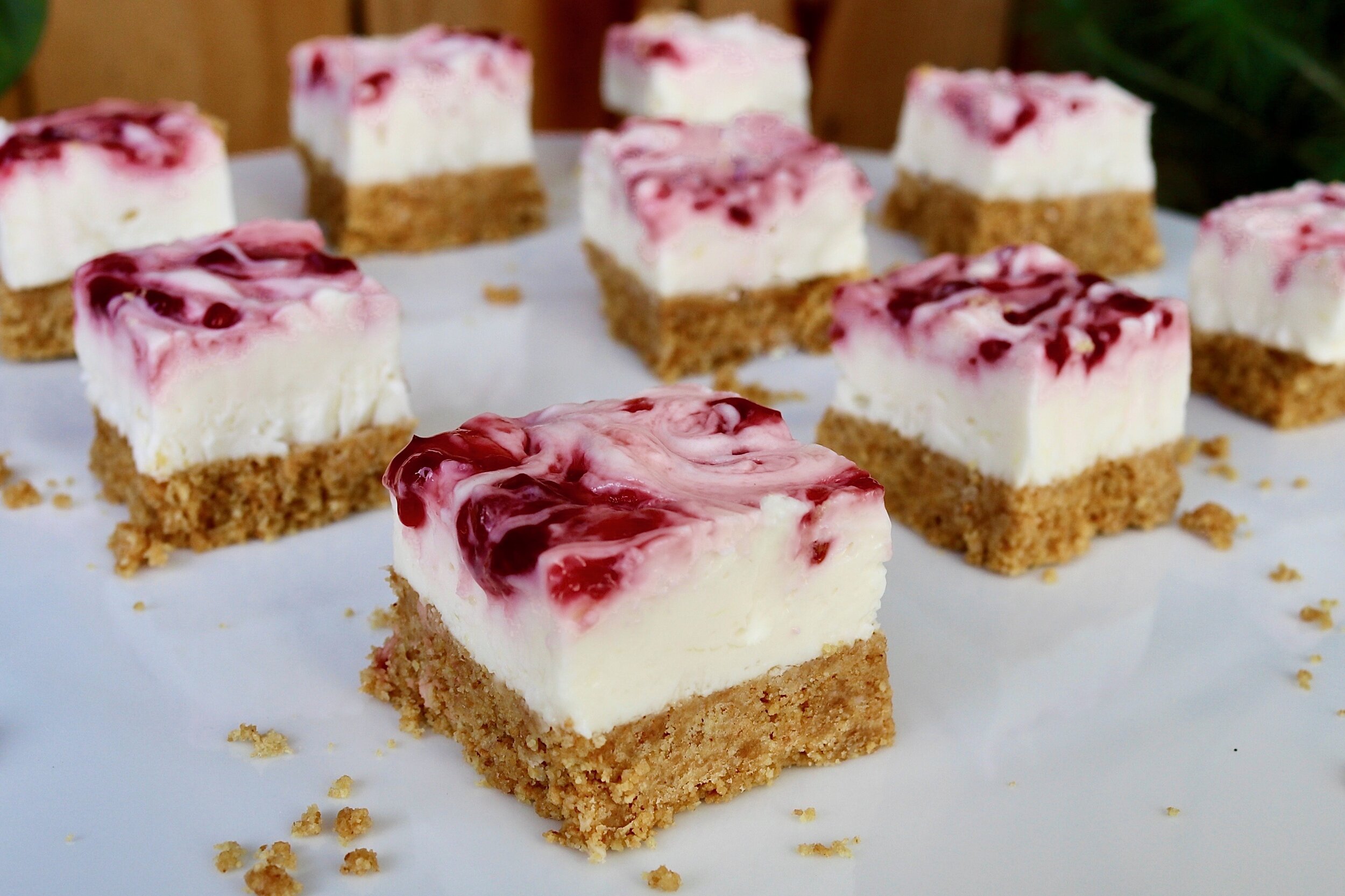 No-Bake Lemon Cheesecake Bites With Raspberry Swirl