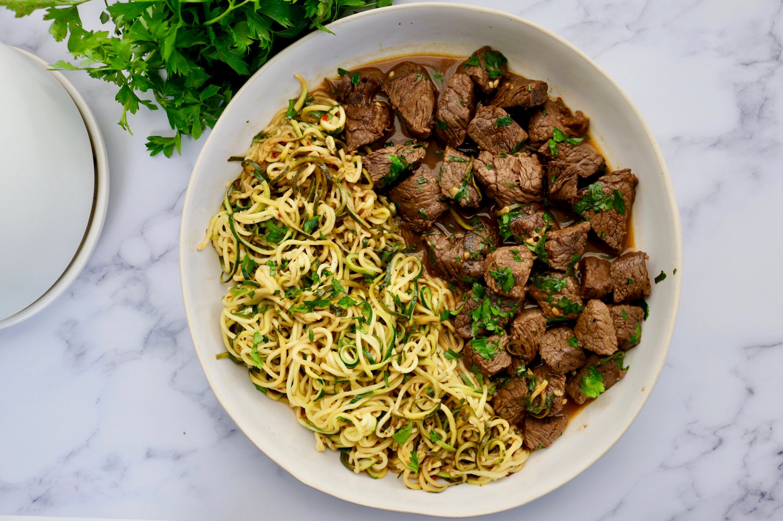 Lemon Garlic Steak With Zoodles