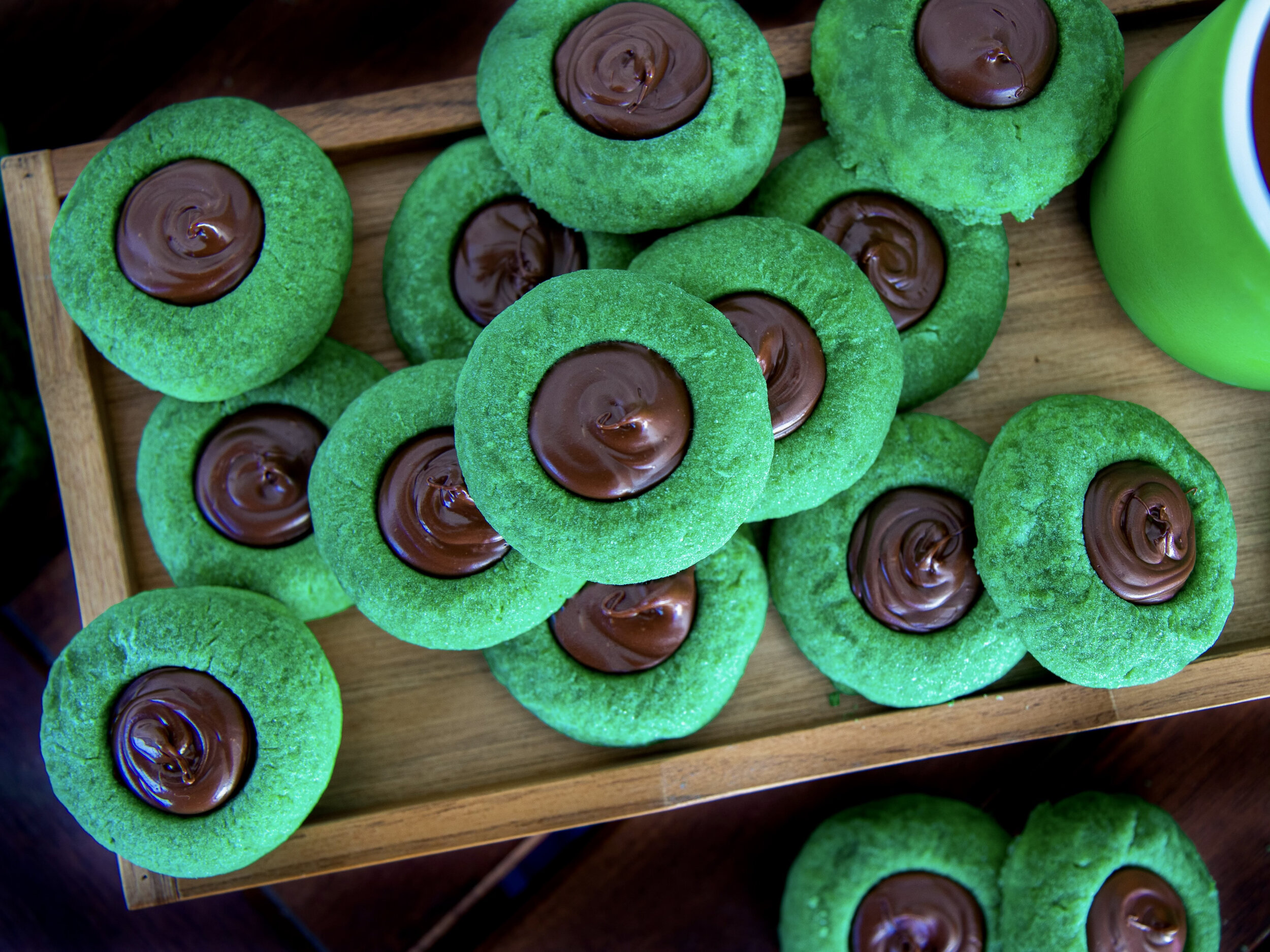 Mint Chocolate Thumbprint Cookies