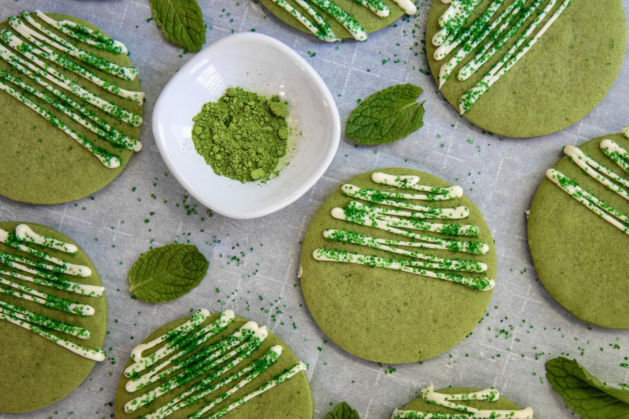 Matcha Mint White Chocolate Cookies