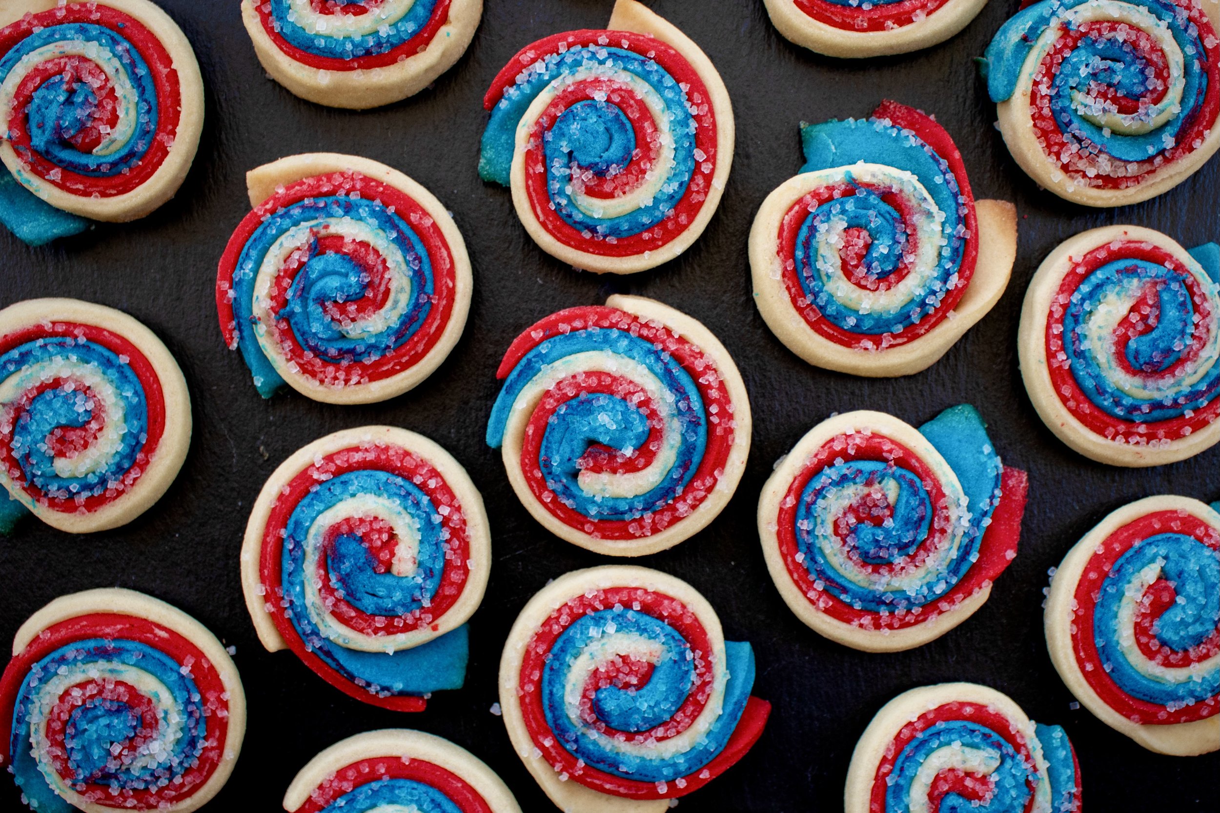 Red, White, and Blue Pinwheel Cookies