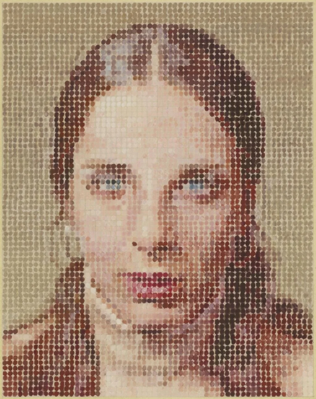 Chuck Close Leslie (detail), 1977 pastel on paper (image source: Mutual Art )