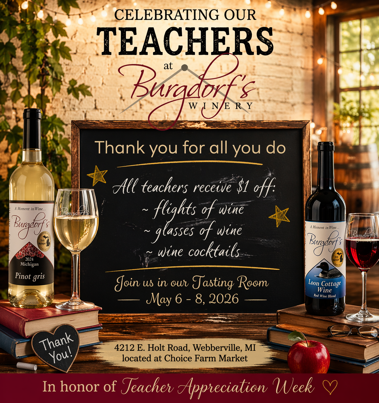 Teacher Appreciation at Burgdorf's Winery