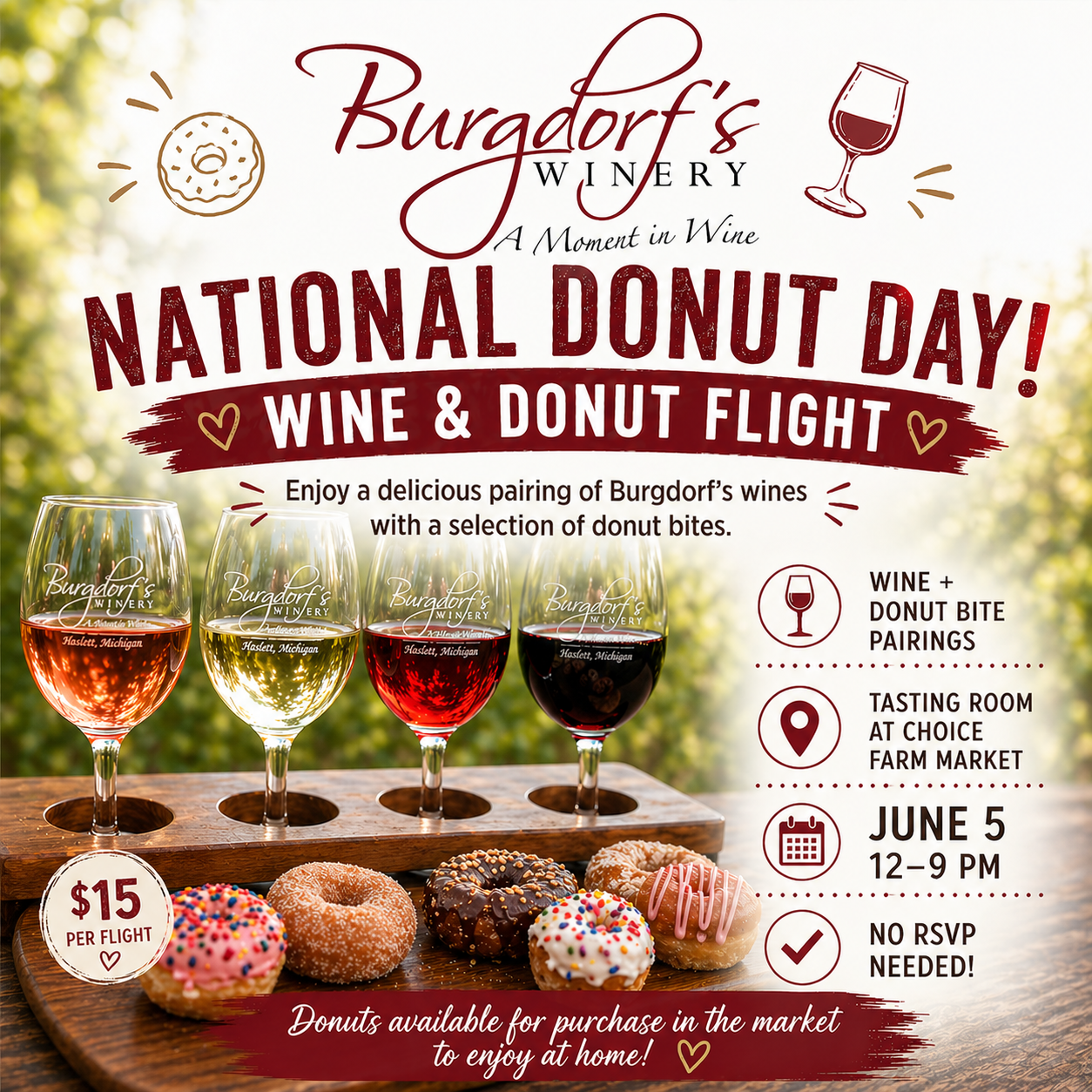 National Donut Day - Wine and Donuts Flights