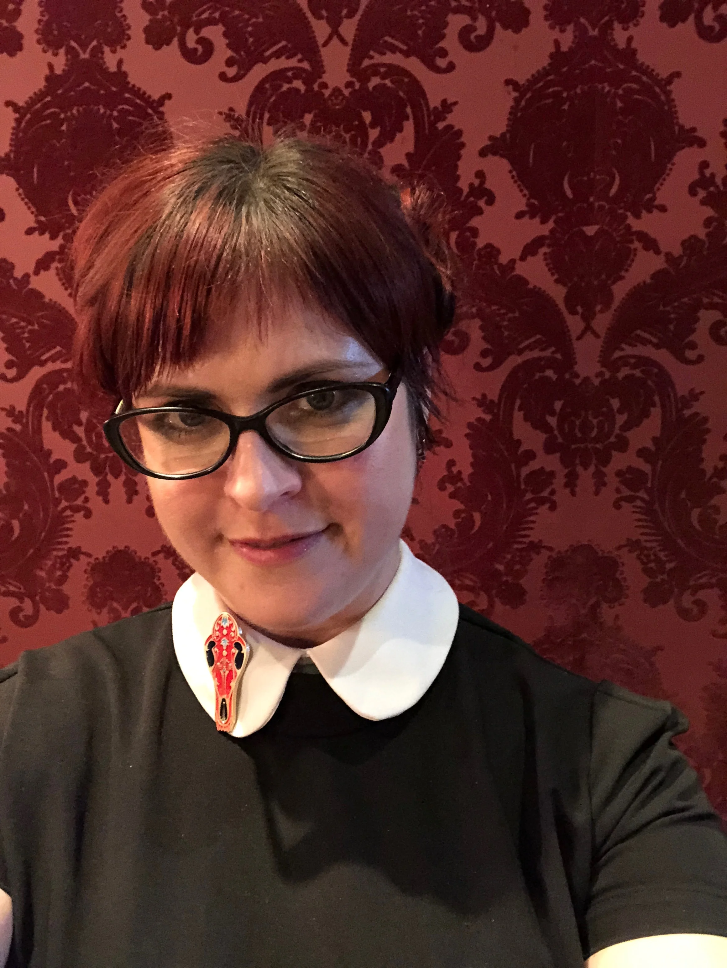 rococo fox  skull enamel pin