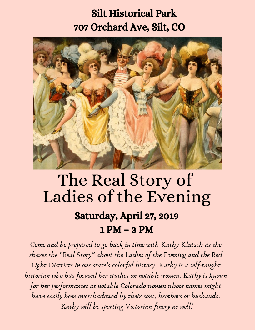 Come and be prepared to go back in time with Kathy Klutsch as she shares the “Real Story” about the Ladies of the Evening and the Red Light Districts in our state’s colorful history. Kathy is a self-taught histori.png