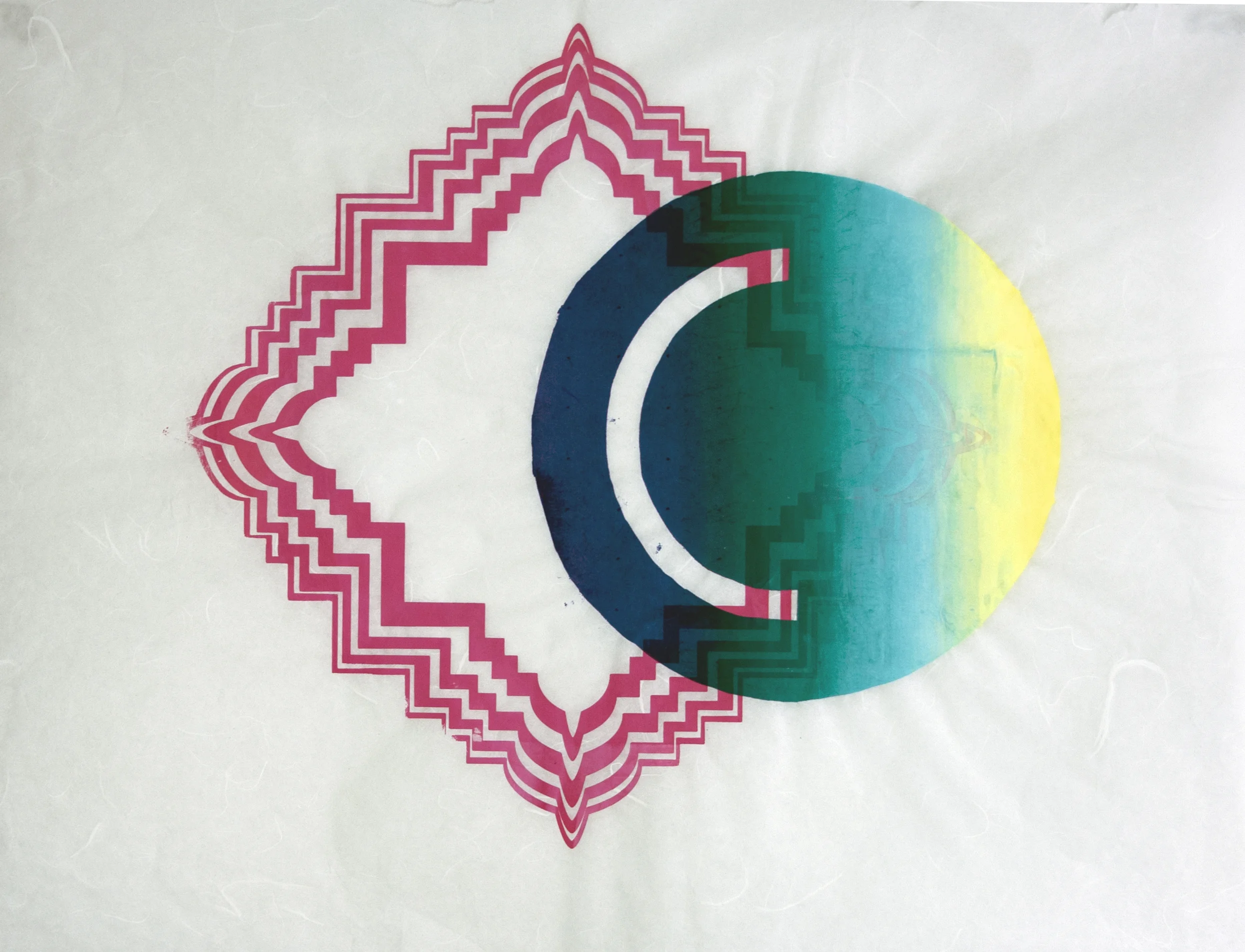 Moving Mandala Screenprint on Japanese Paper 18.5 x 25 in 2017