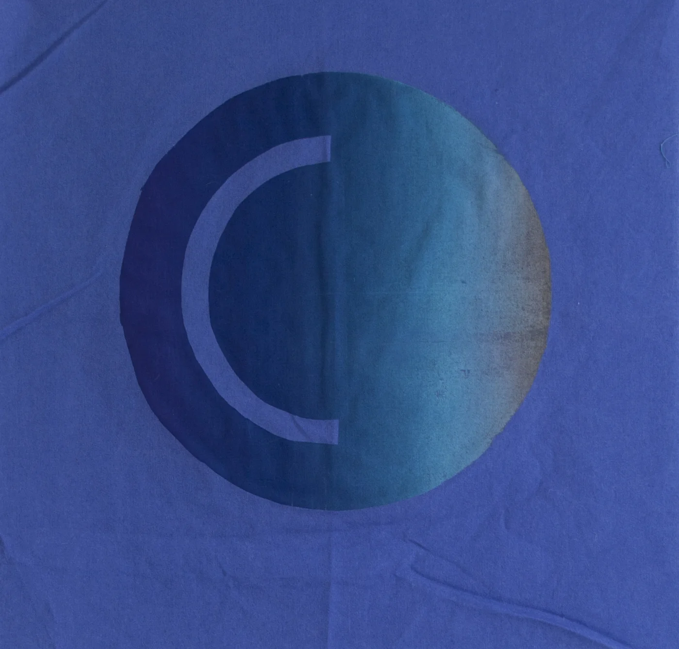 Luna Blue Screenprint on fabric 17 x 17 in 2017