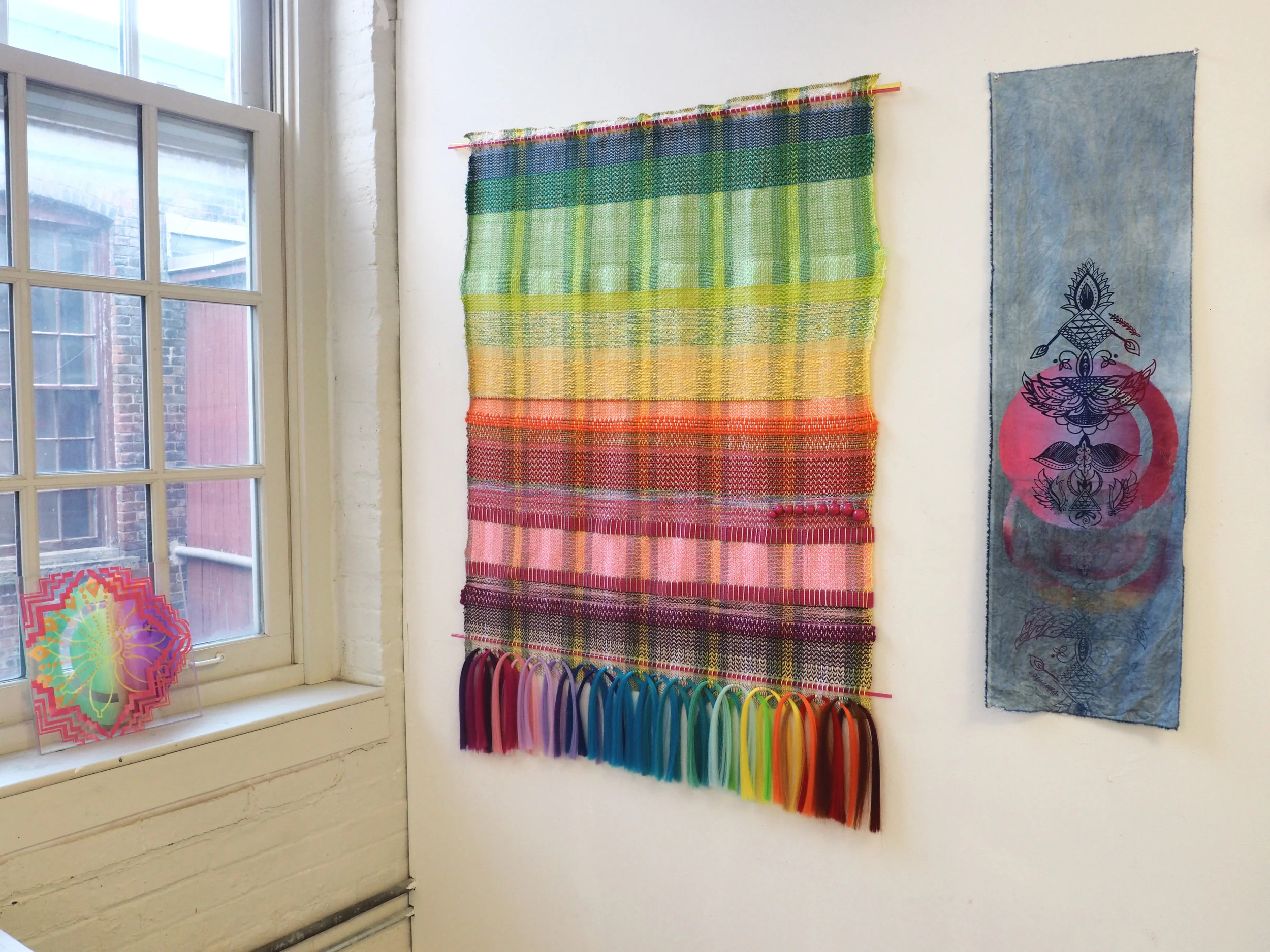 Textile and screenprint installation shot. MASS MoCA Open Studios, December 2017. 