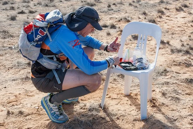 Blood test in the middle of a gruelling desert ultra marathon