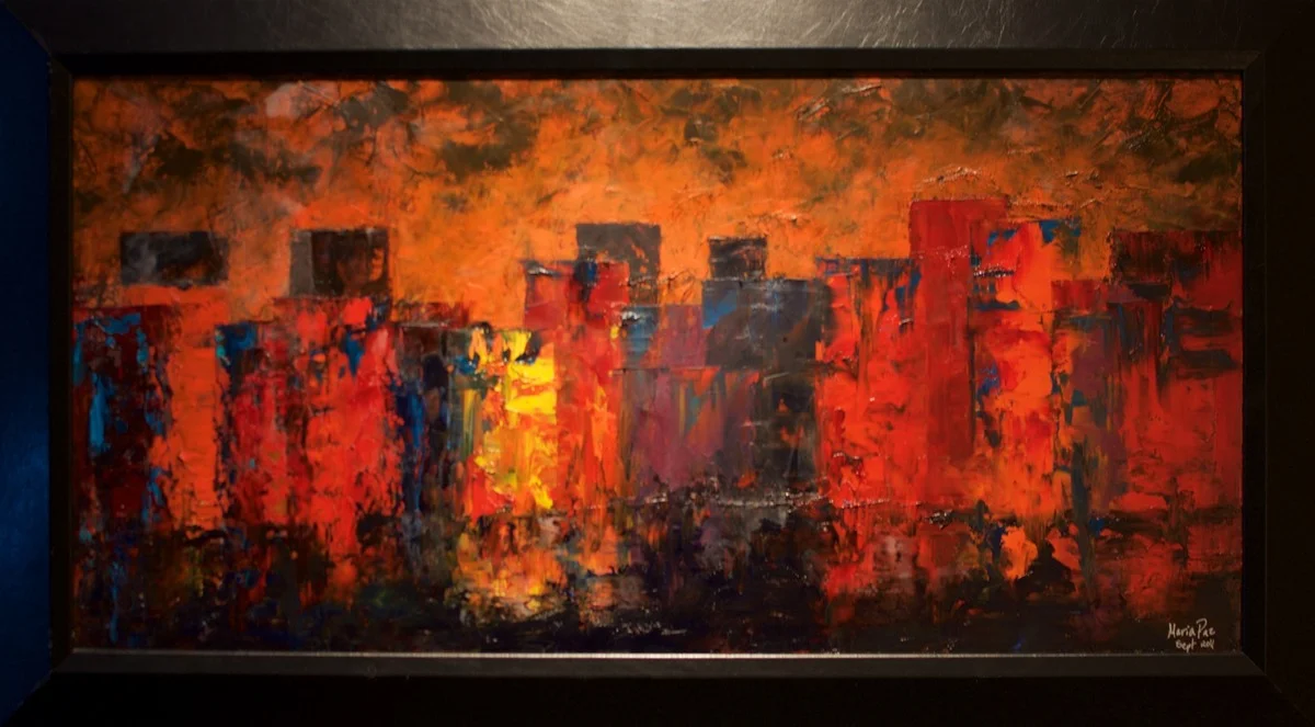 CITY ABSTRACT FRAMED | 36X18 | $990.00