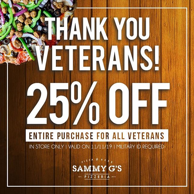 Today we take a moment to thank and honor all our nation&rsquo;s service members, past and present, and the sacrifices they have made.  #happyveteransday #supportourtroops #veteransday #sammygspizza #pizzaforrealgs #notyourmamaspie