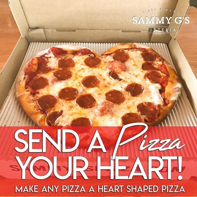 True Love is Pizza!  Send your Valentine a Pizza your Heart.  Add &ldquo;heart shaped&rdquo; in special cooking instructions when ordering with your favorite food delivery service.  #sammygspizza #pizzalovers #pizzaforrealgs #heartshapedpizza