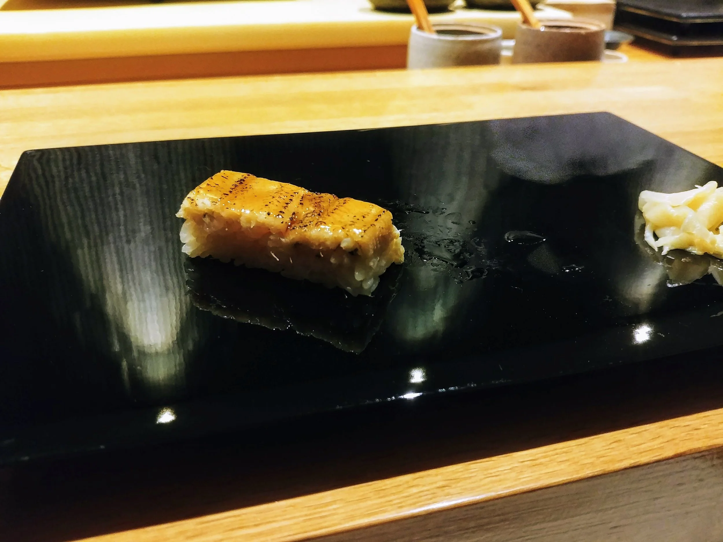 Sea eel - Yup that's right, we are off to a high adventure again! This piece was SENSATIONAL with the natural sweetness of the fish enhanced from the blow torch and the texture is just so soft that leaves you swimming in the clouds #mytopfavourites