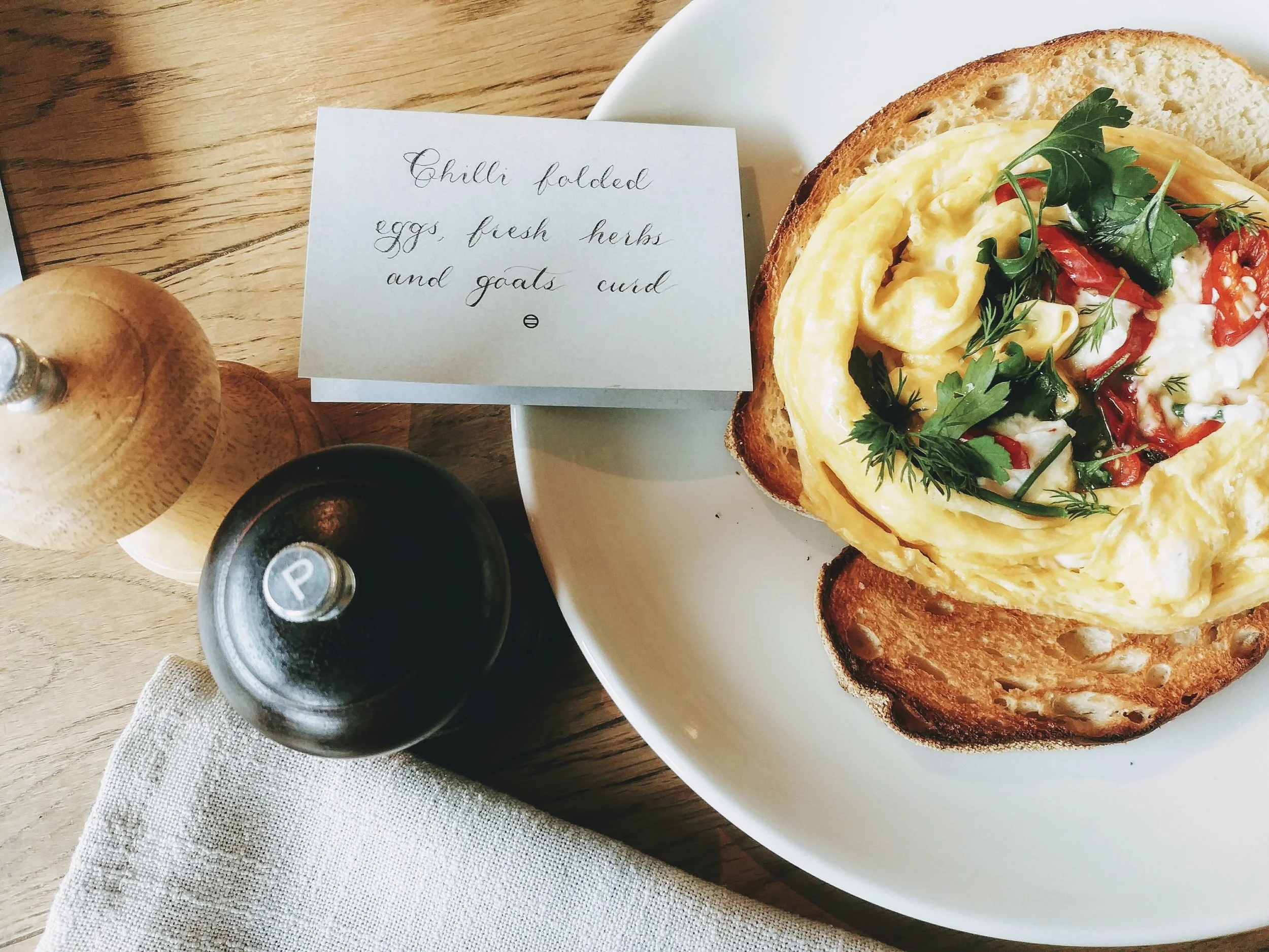Breakfast the next morning, calligraphy done by @objectif_lettering