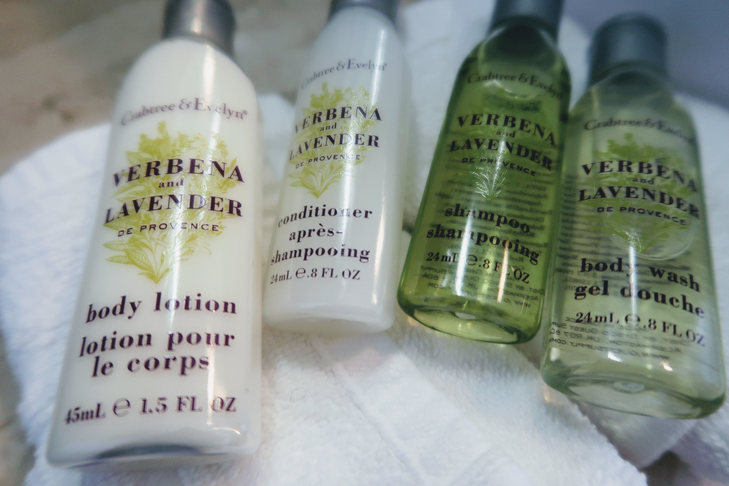 Crabtree &amp; Evelyn bathroom amenities.