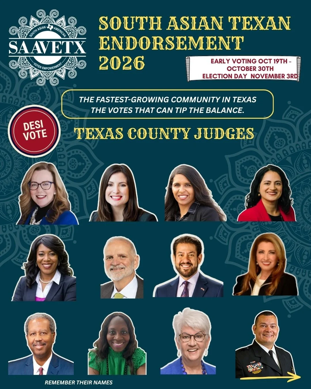 COUNTY COMMISSIONERS: POWERFUL LOCAL LEADERSHIP THAT SHAPES OUR FUTURE
At SAAVETX, we believe local leadership matters. County Commissioners help shape county budgets, infrastructure, public services, and the resources that support election administr