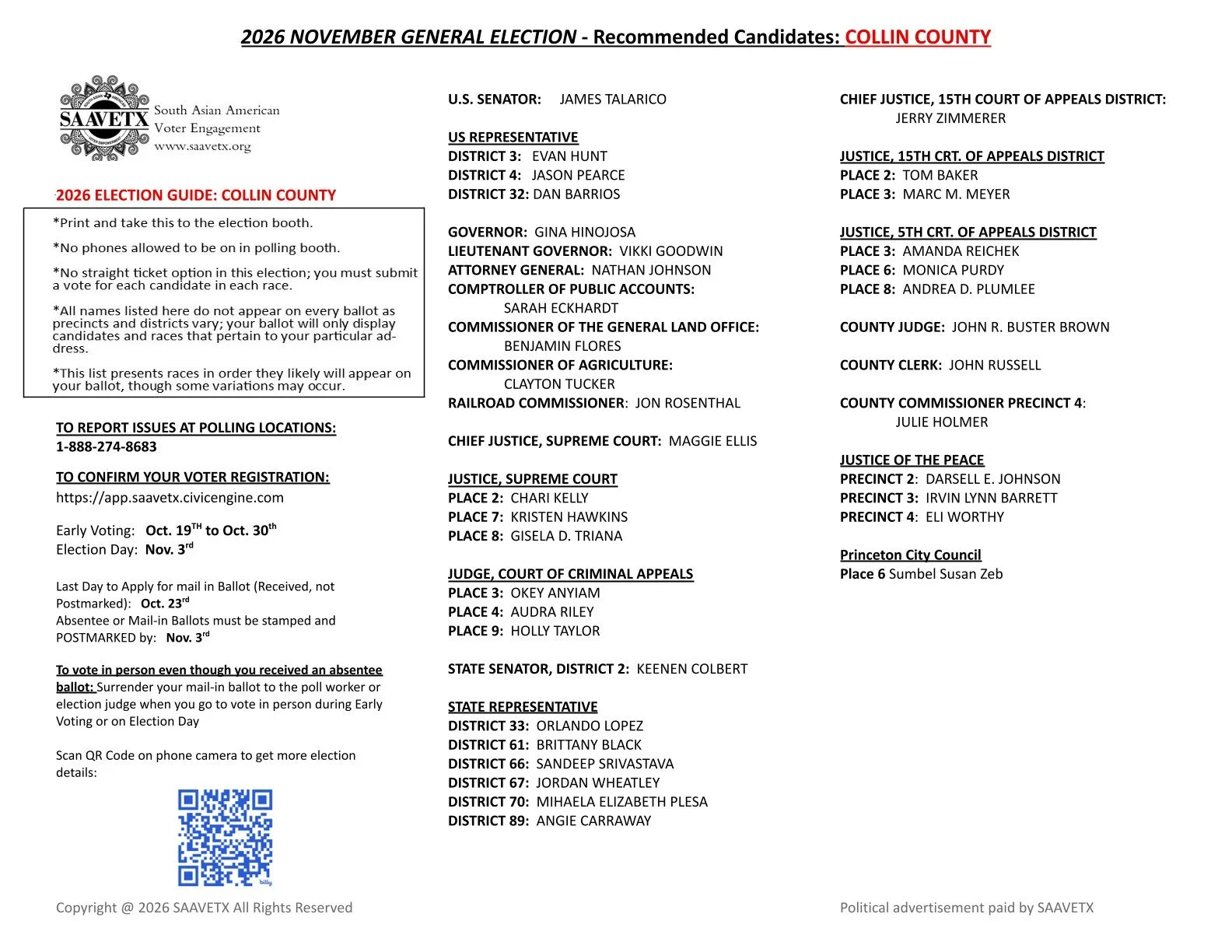 OUTH ASIANS, THE POWER IS IN YOUR HANDS!

We&rsquo;ve put our voter slate cards up and down the ballot to make it easy for you to be informed and ready to vote.

THIS BALLOT IS YOUR OPPORTUNITY TO STAND UP TO HATE.

We&rsquo;ve done the homework. Now