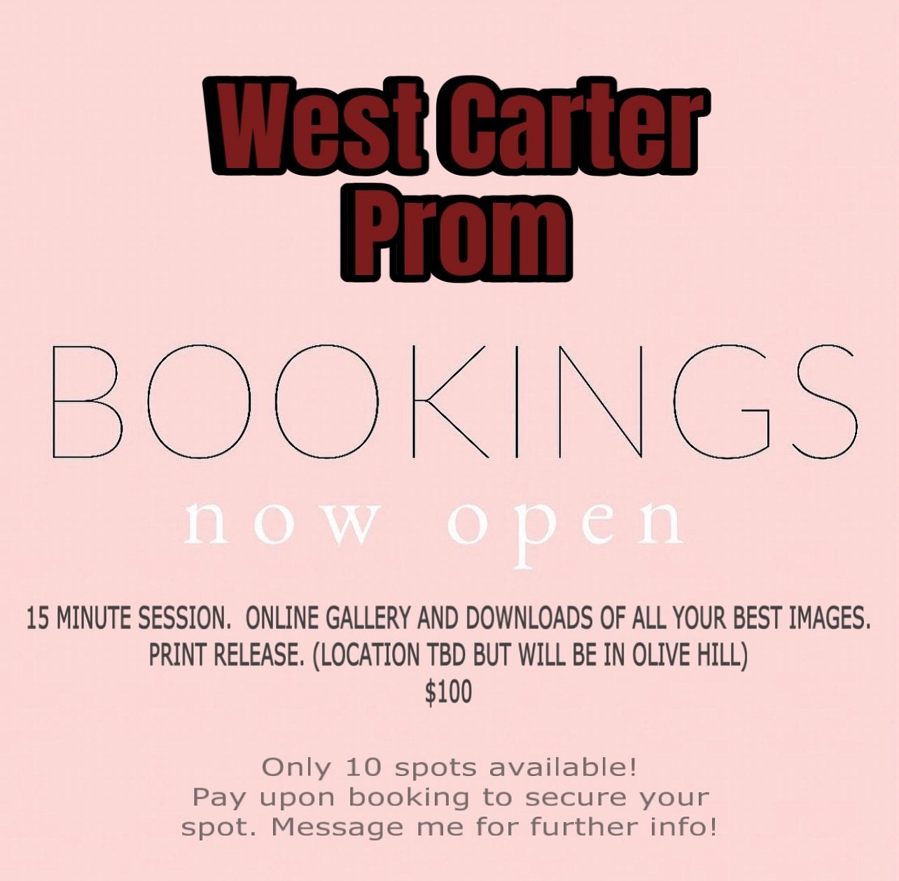 Taking on some West prom spots!! Message me to book yours!!🫶🏻