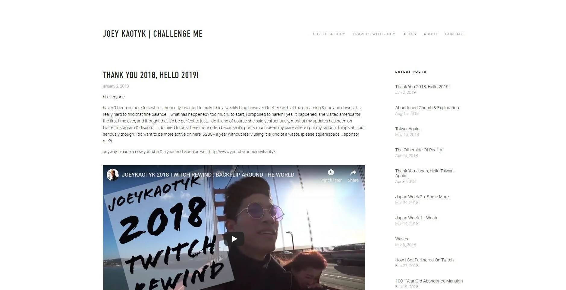 Joey Kaotyk’s blog as of 11/12/19