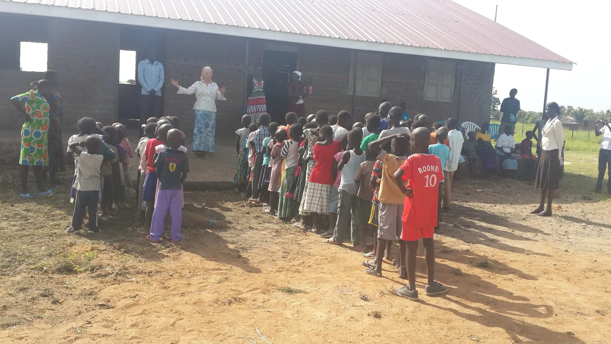 Assembly at the new school block