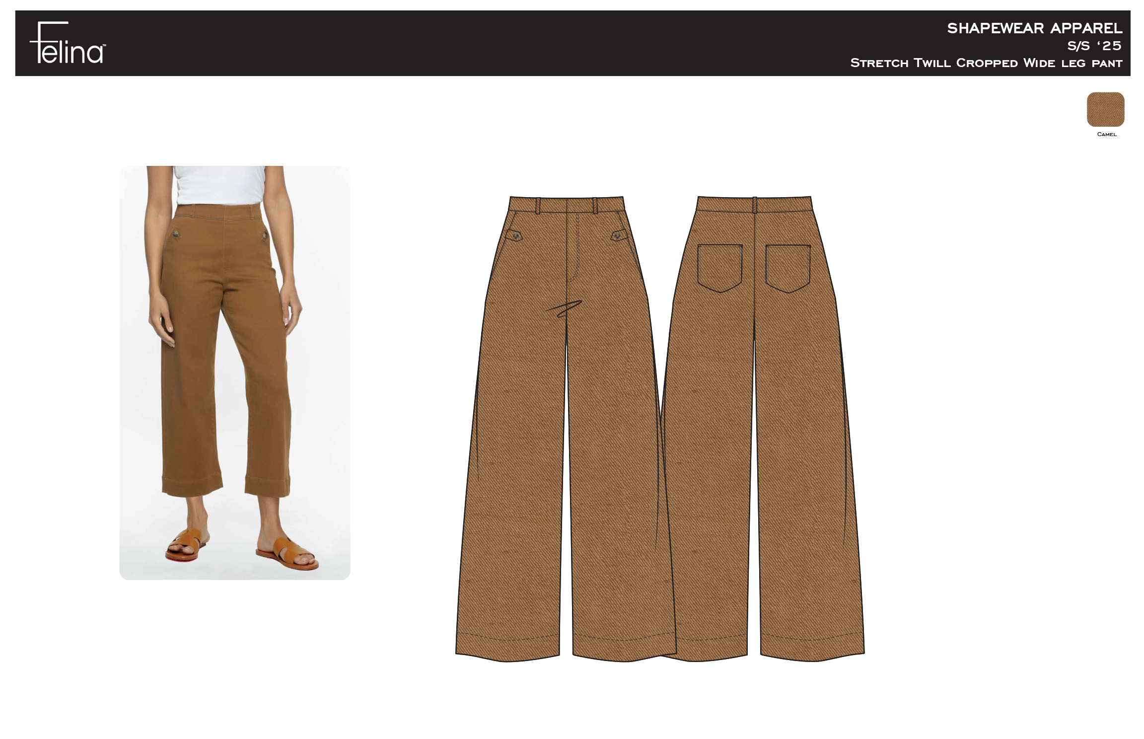 Cropped Pull-On Twill Pant w/ Inner Shaping