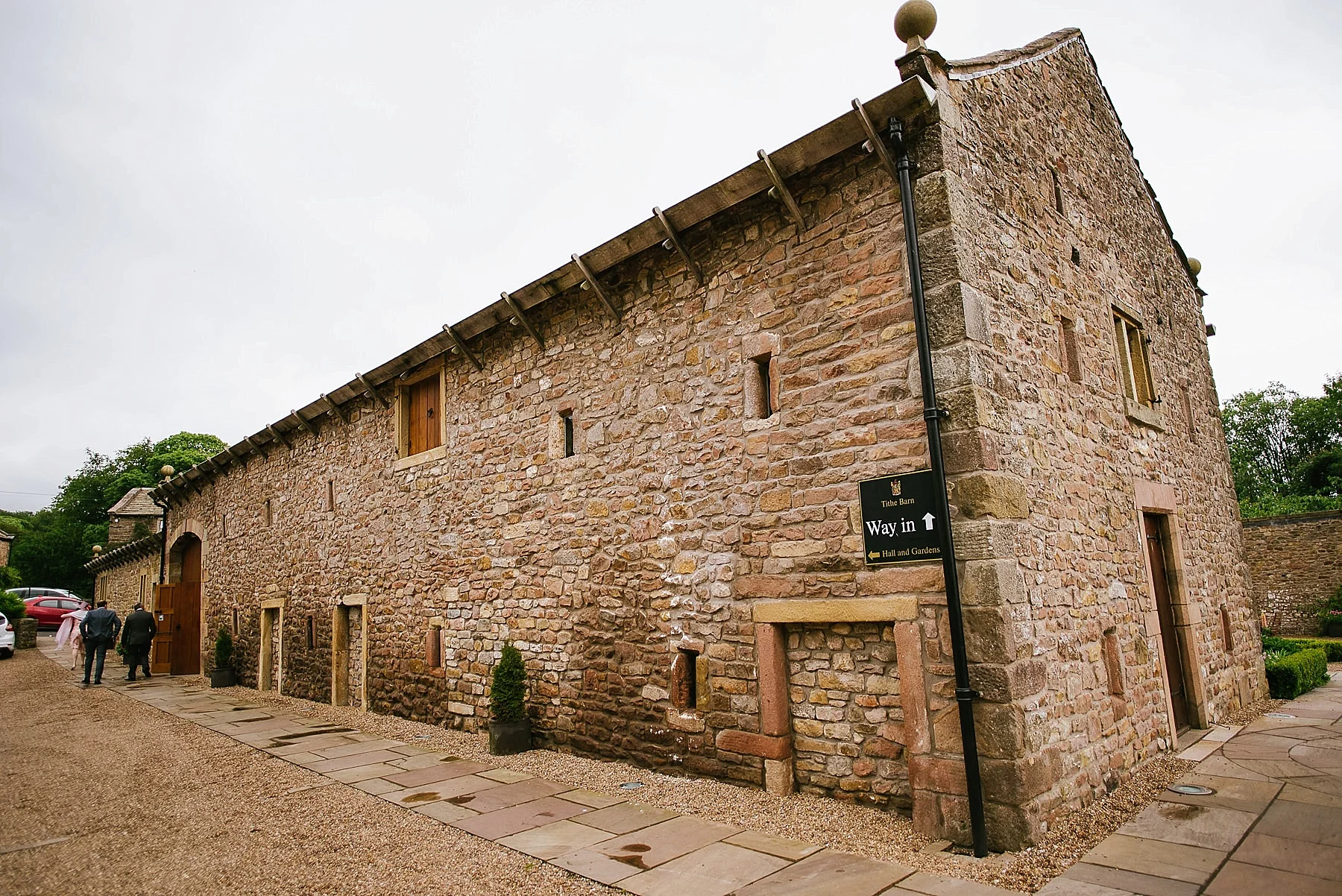 Wide angle photo of Browsholme Hall Tithebarn