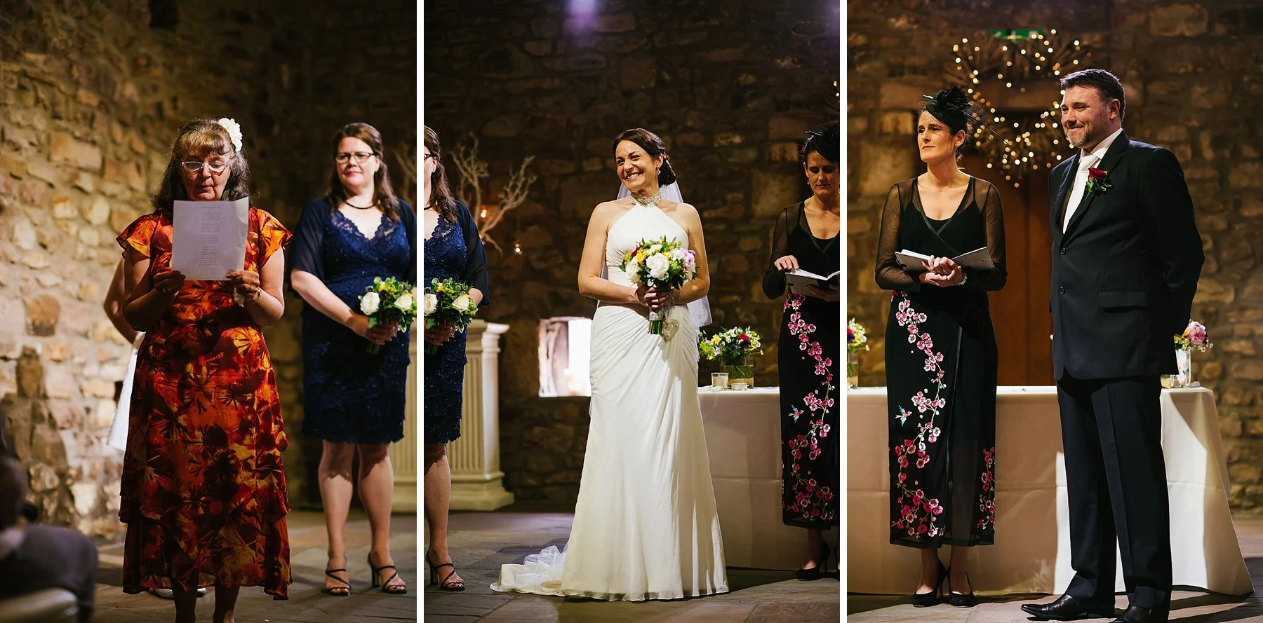 triptych of wedding ceremony