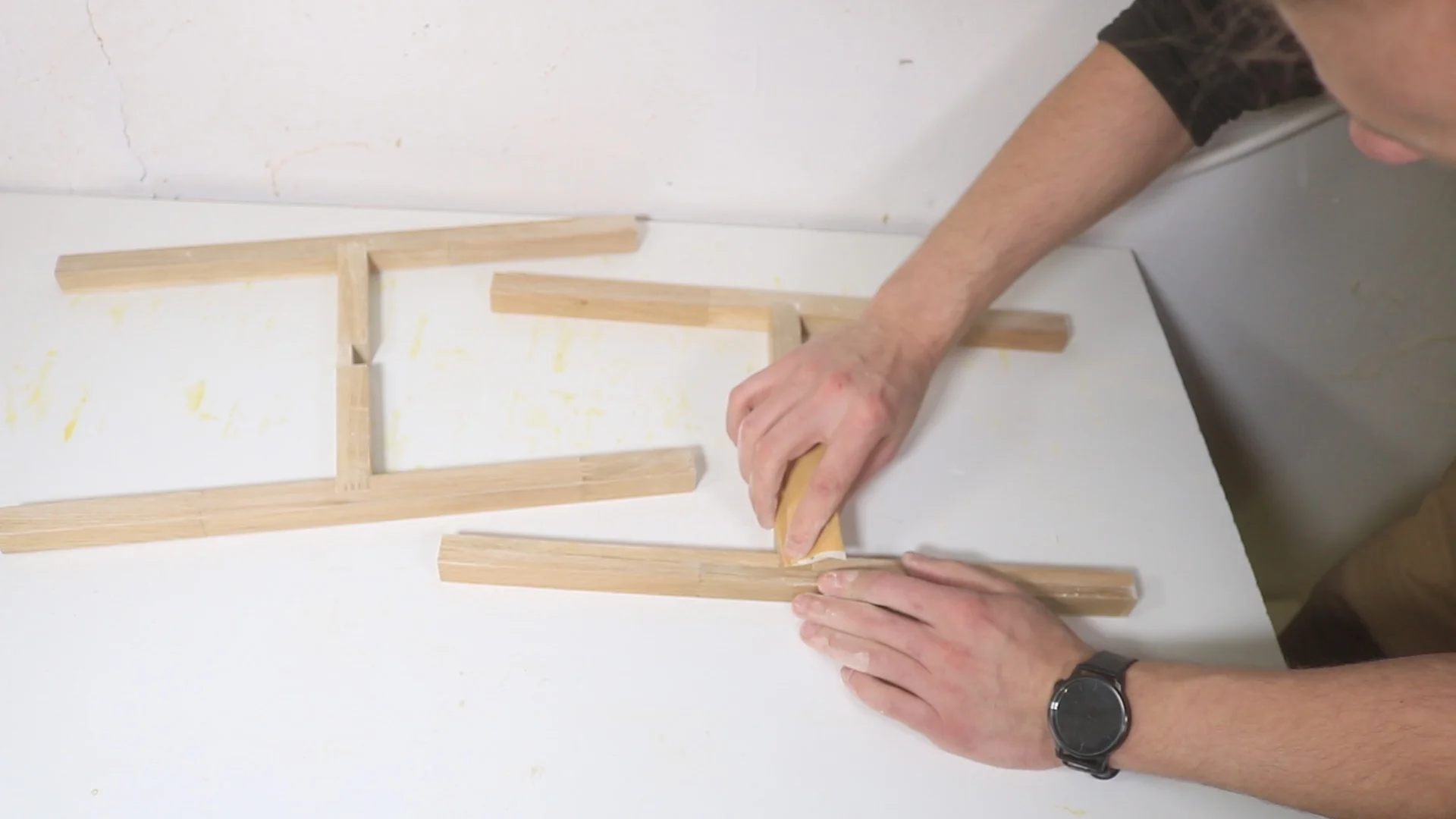 Make sure there will be no glue on the wood. 