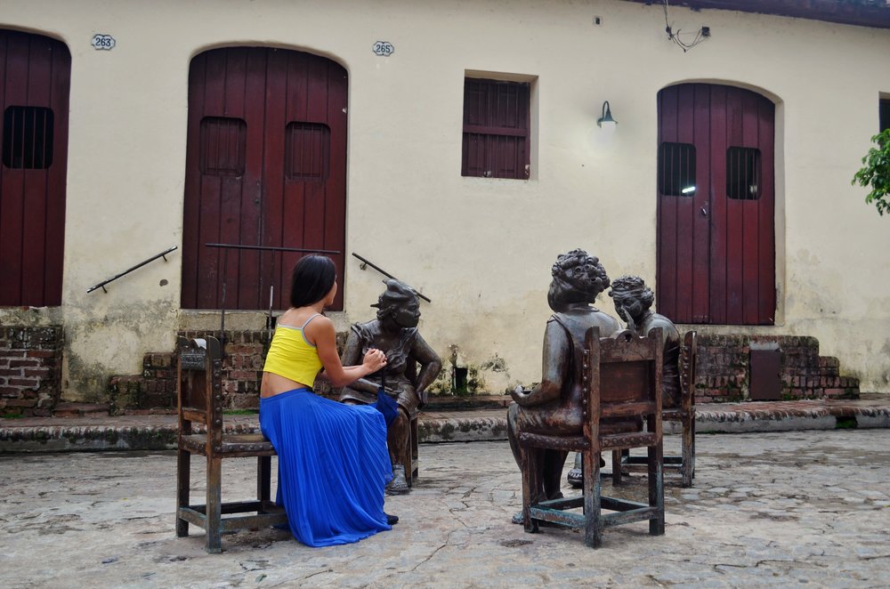 Martha Jiménez Pérez's Gossipers at Plaza del Carmen, Camaguey, Cuba