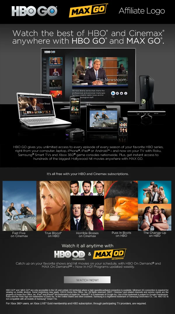 HBO GO & MAX GO Evergreen Email