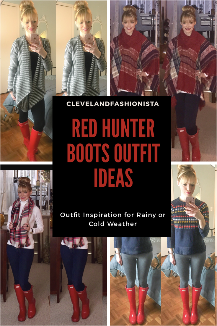 Red Hunter Boots Outfit Ideas:  Inspiration for Rainy and Cold Weather