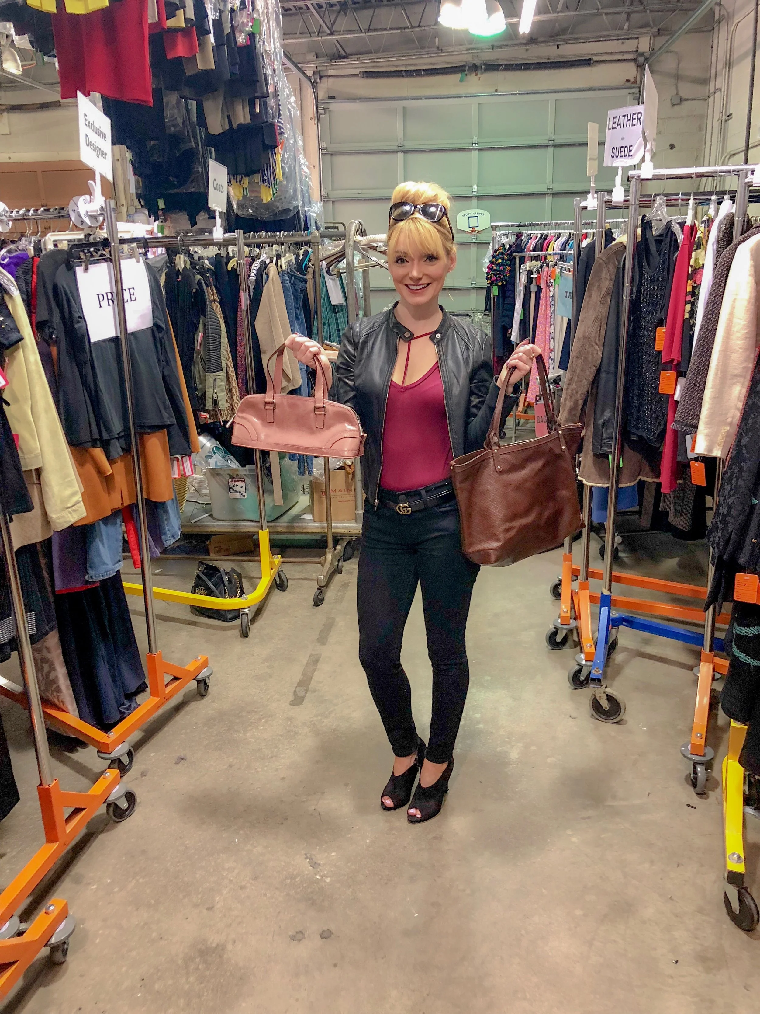 I also had fun checking out all the designer bags, including this fun Gucci and Burberry bag!