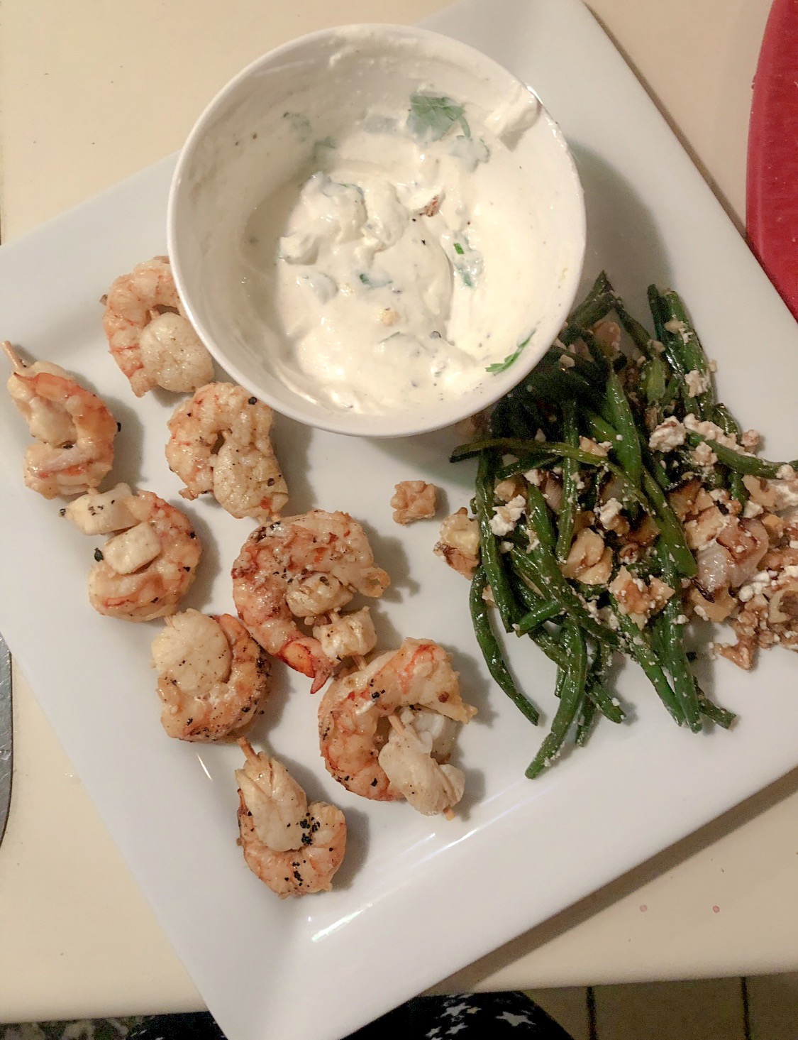 Green Beans with Goat Cheese, Shallots, and Walnuts