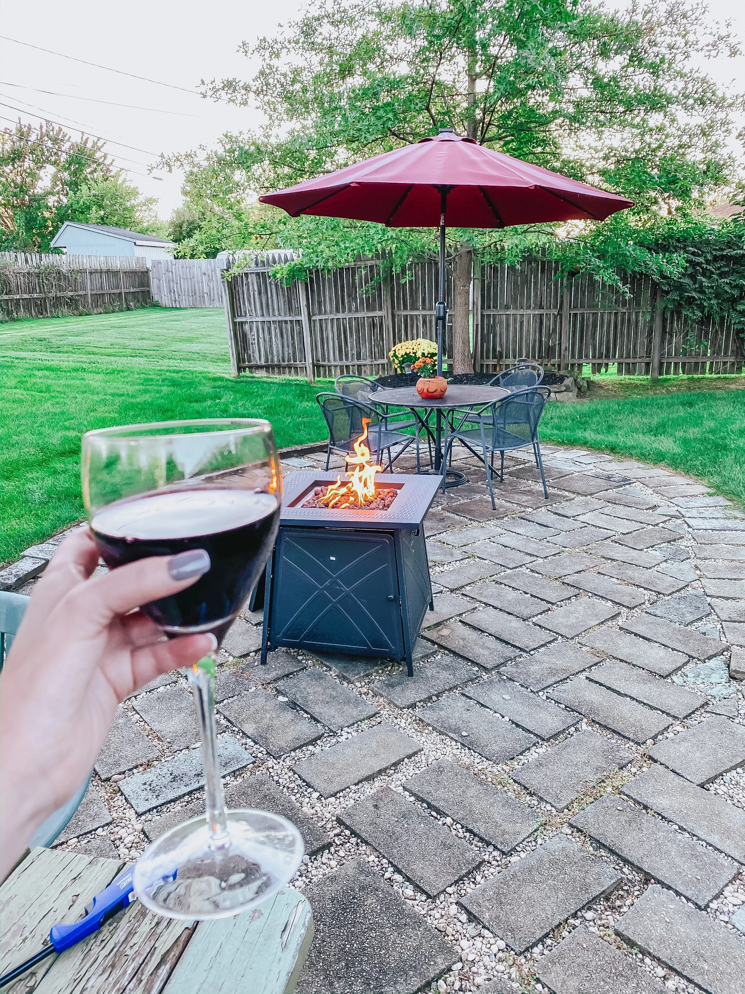 Firepit and Umbrella.JPG