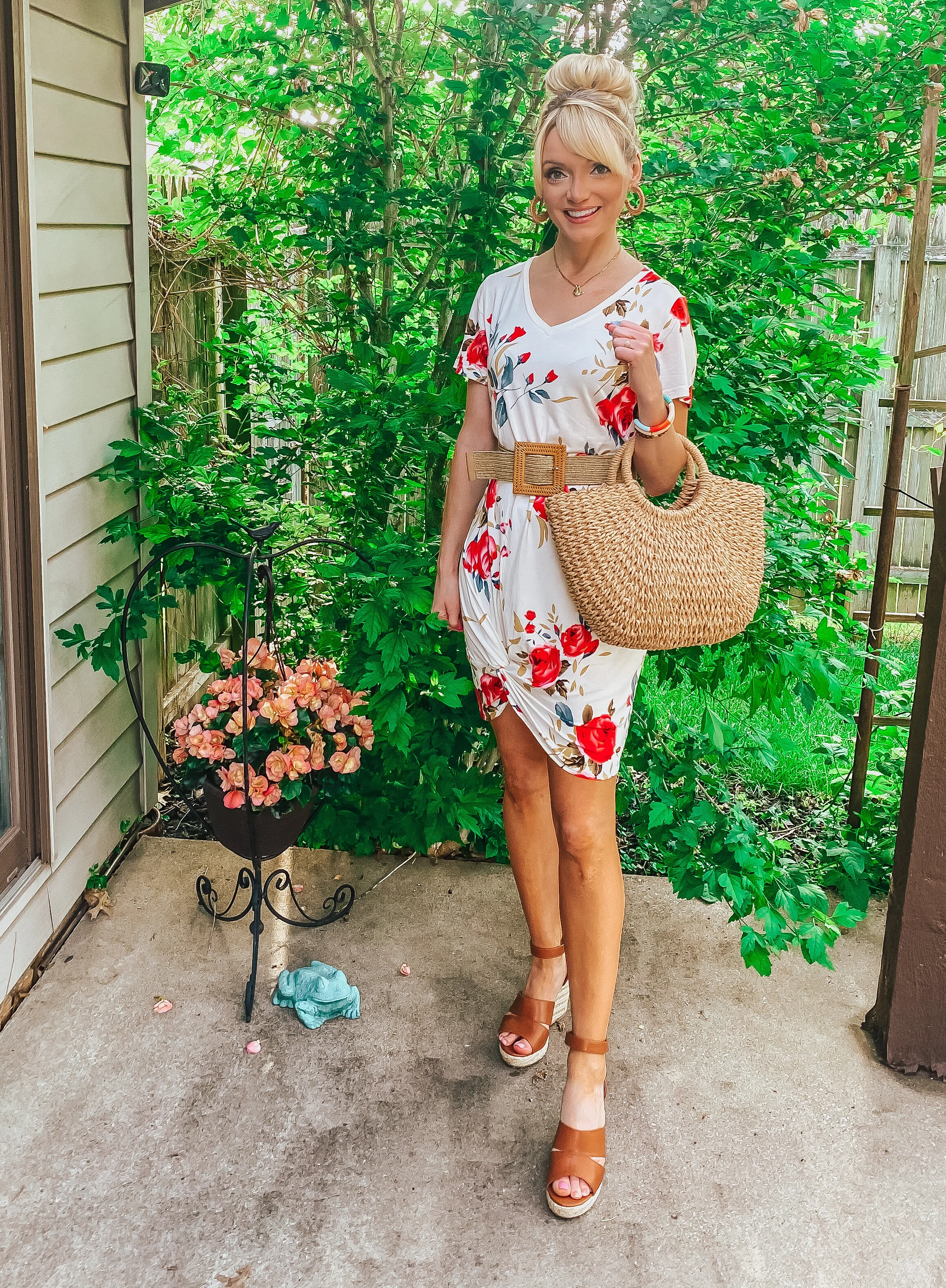 White Floral T-Shirt Dress